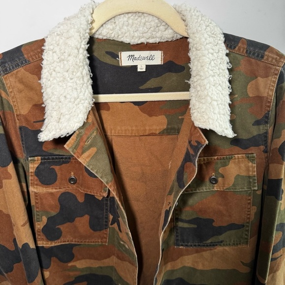 MADEWELL Northward Cropped Army Jacket in Cottontail Camo: Sherpa Edition - Picture 3 of 13